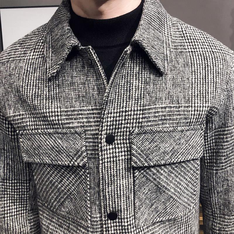 Men's Plaid Button-Down Jacket for Fall and Winter Everyday Wear
