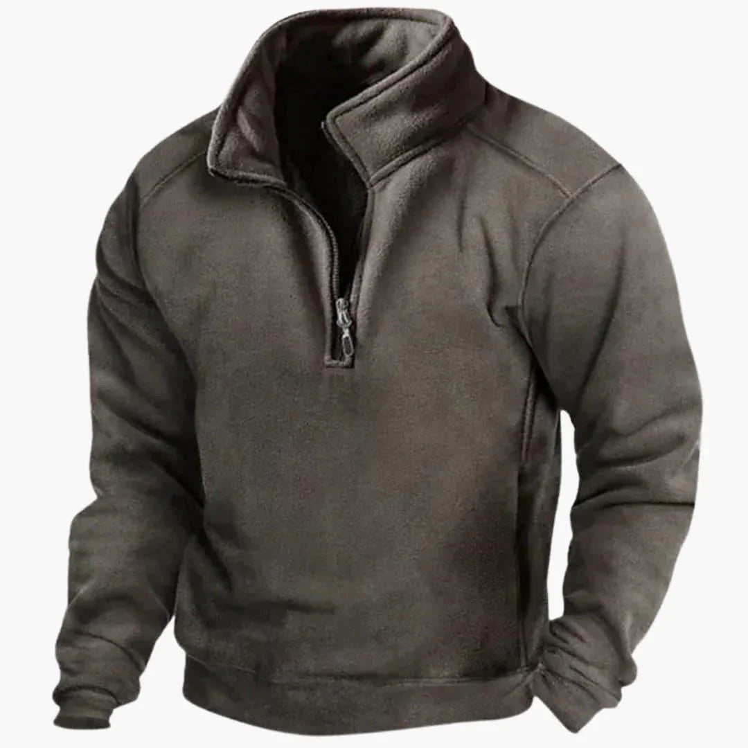 Men's Quarter-Zip Fleece Pullover for Fall and Winter Everyday Wear Dark Gray