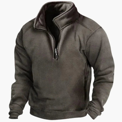 Men's Quarter-Zip Fleece Pullover for Fall and Winter Everyday Wear Dark Gray