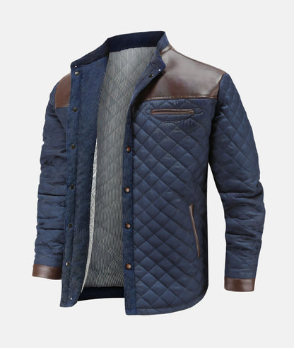 Men's Quilted Button-Down Jacket for Fall and Winter Everyday Wear