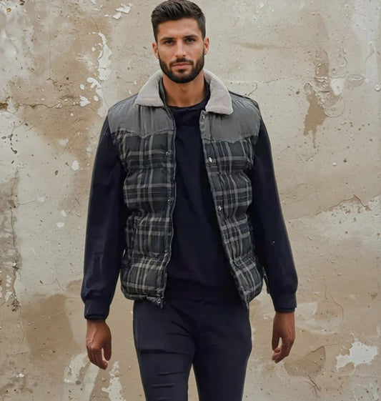 Men's Quilted Plaid Puffer Vest for Everyday Wear for Daily Use