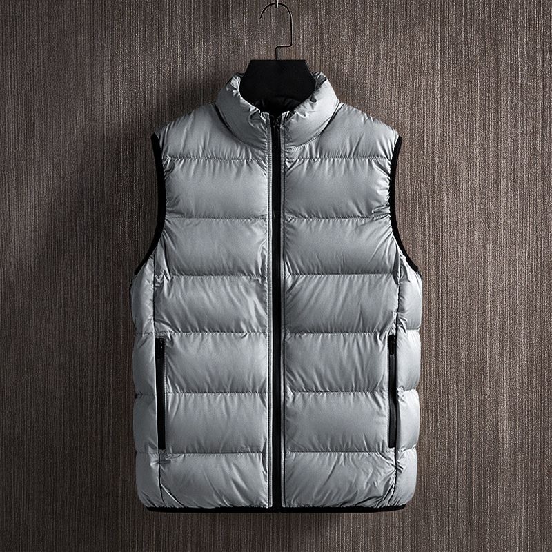 Men's Multi-Color Quilted Puffer Vest Jacket for Everyday Wear Gray