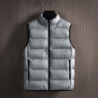 Men's Multi-Color Quilted Puffer Vest Jacket for Everyday Wear Gray