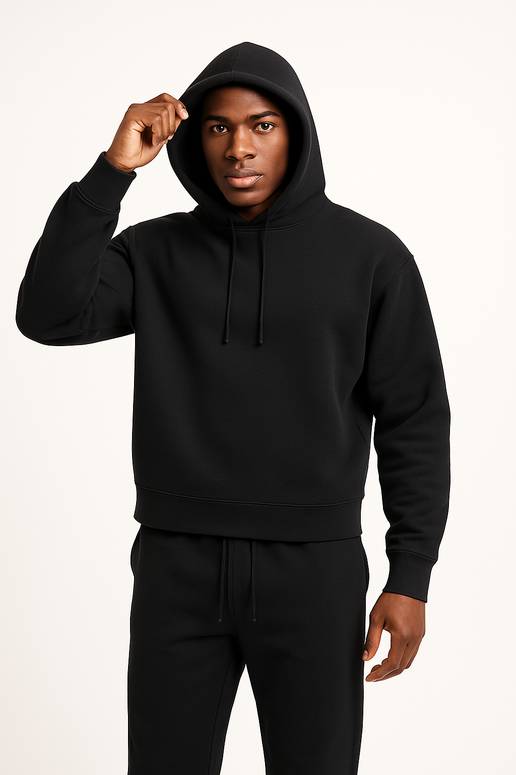 Men's Regular Fit Pullover Hoodie for Fall and Winter Everyday Wear Black Suit