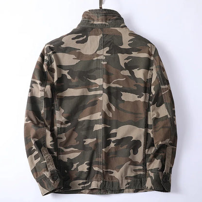 Men's Vintage Style Denim Cargo Jacket for Daily Use Warm