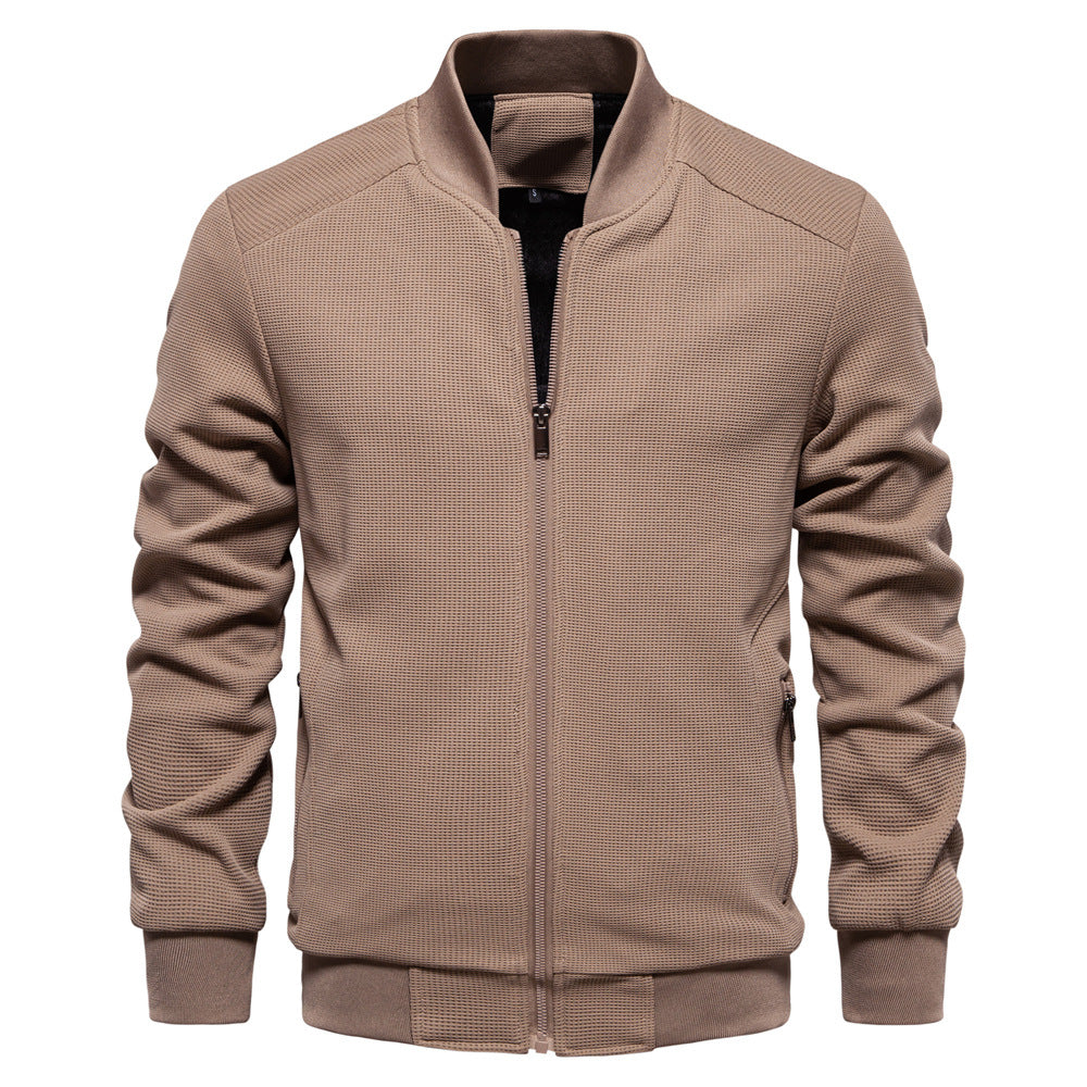 Men's Slim-Fit Bomber Jacket for Fall and Winter Everyday Wear Brown