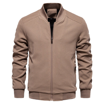 Men's Slim-Fit Bomber Jacket for Fall and Winter Everyday Wear Brown