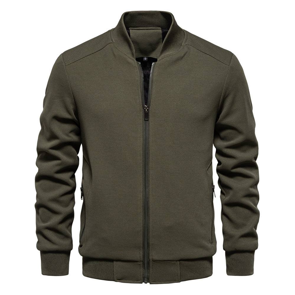 Men's Slim-Fit Bomber Jacket for Fall and Winter Everyday Wear Green