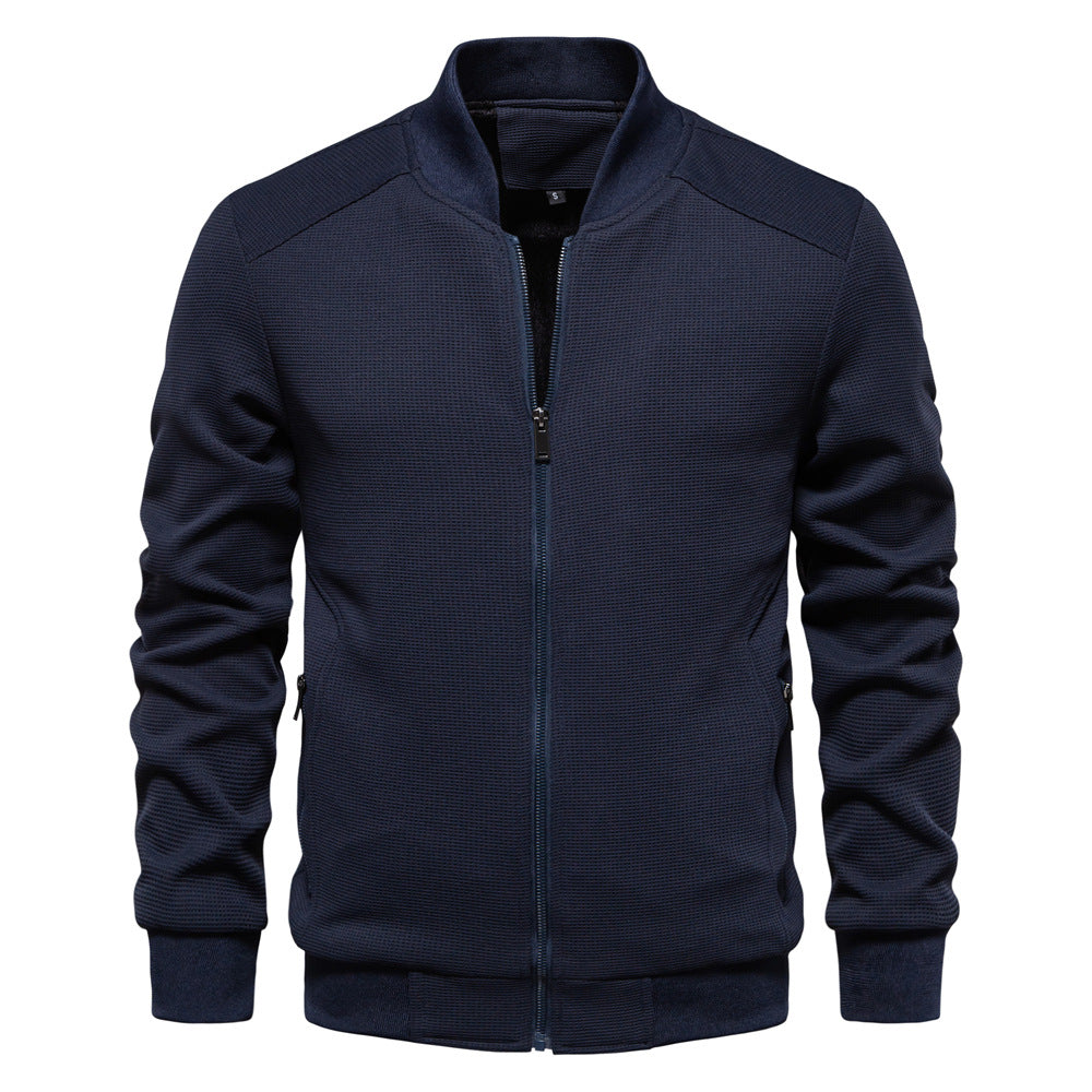 Men's Slim-Fit Bomber Jacket for Fall and Winter Everyday Wear Navyblue