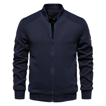 Men's Slim-Fit Bomber Jacket for Fall and Winter Everyday Wear Navyblue