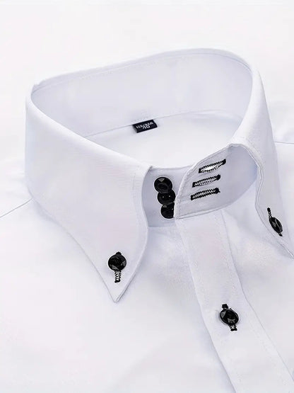 Men's Slim Fit Button-Down Dress Shirt for Daily Use Warm