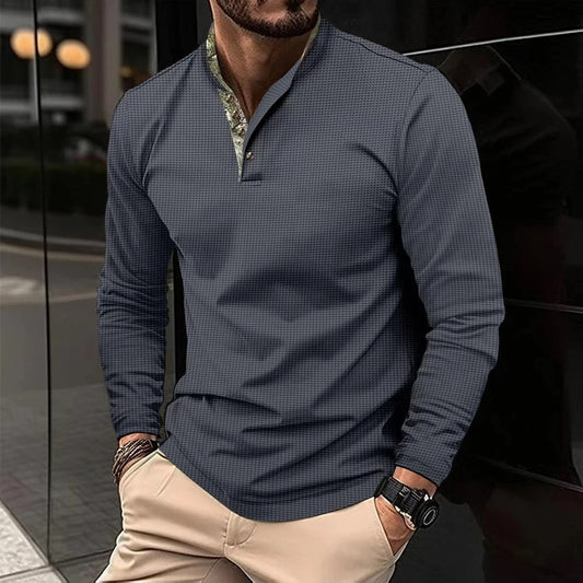Men's Slim-Fit Casual Shirt for Fall and Winter Everyday Wear Gray