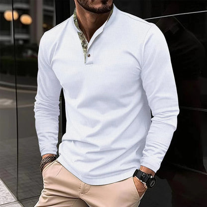 Men's Slim-Fit Casual Shirt for Fall and Winter Everyday Wear White