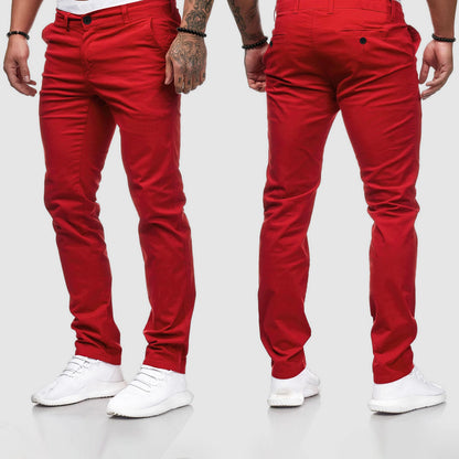 Men's Slim-Fit Chino Pants for Fall and Winter Everyday Wear