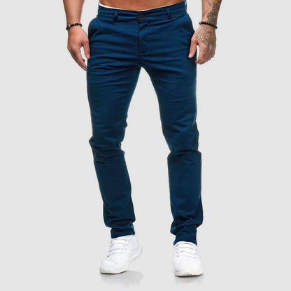 Men's Slim-Fit Chino Pants for Fall and Winter Everyday Wear Blue