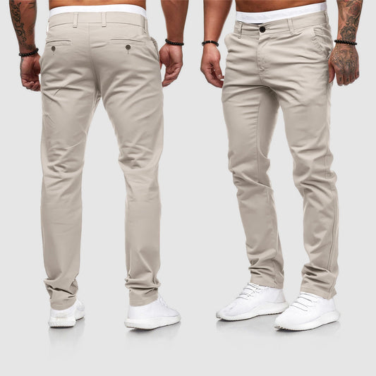 Men's Slim-Fit Chino Pants for Fall and Winter Everyday Wear