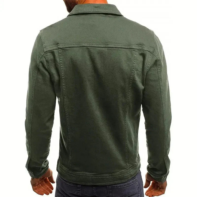 Men's Slim-Fit Denim Jacket with Button Closure with Button-down