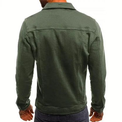 Men's Slim-Fit Denim Jacket with Button Closure with Button-down