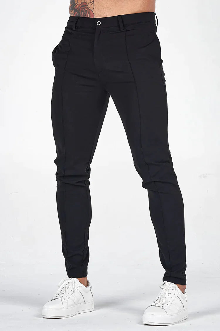 Men's Slim Fit Dress Trousers for Fall and Winter Everyday Wear Black