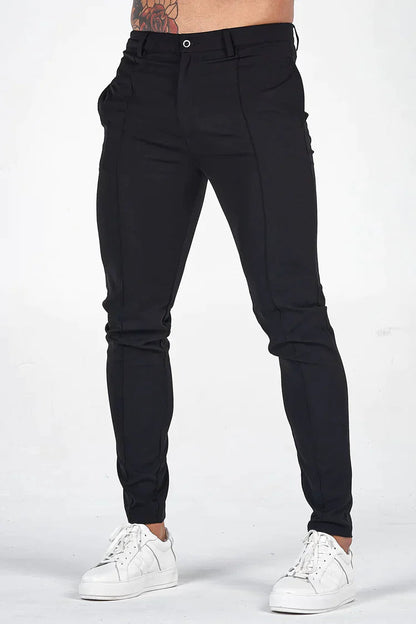Men's Slim Fit Dress Trousers for Fall and Winter Everyday Wear Black