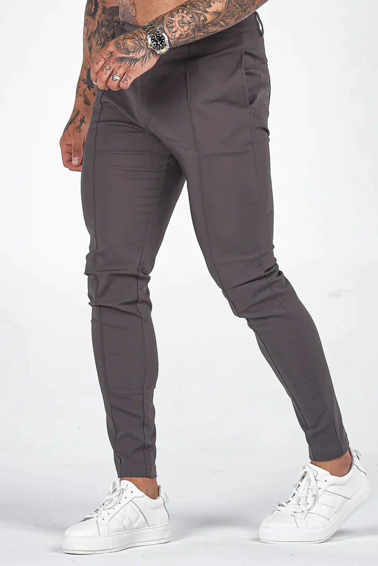 Men's Slim Fit Dress Trousers for Fall and Winter Everyday Wear Gray