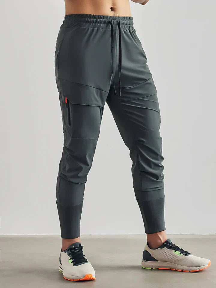 Men's Multi-Color Ribbed Slim-Fit Jogger Pants for Fall and Winter Dark Gray