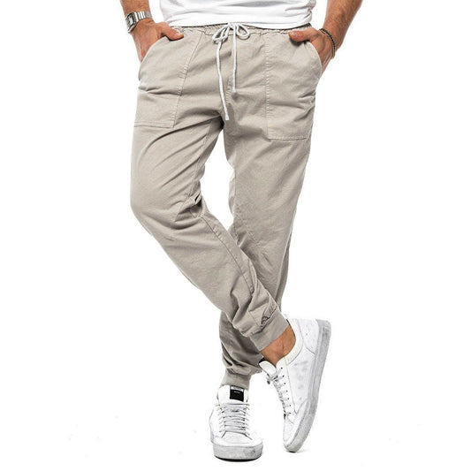 Men's Multi-Color Slim-Fit Jogger Pants for Fall and Winter Beige