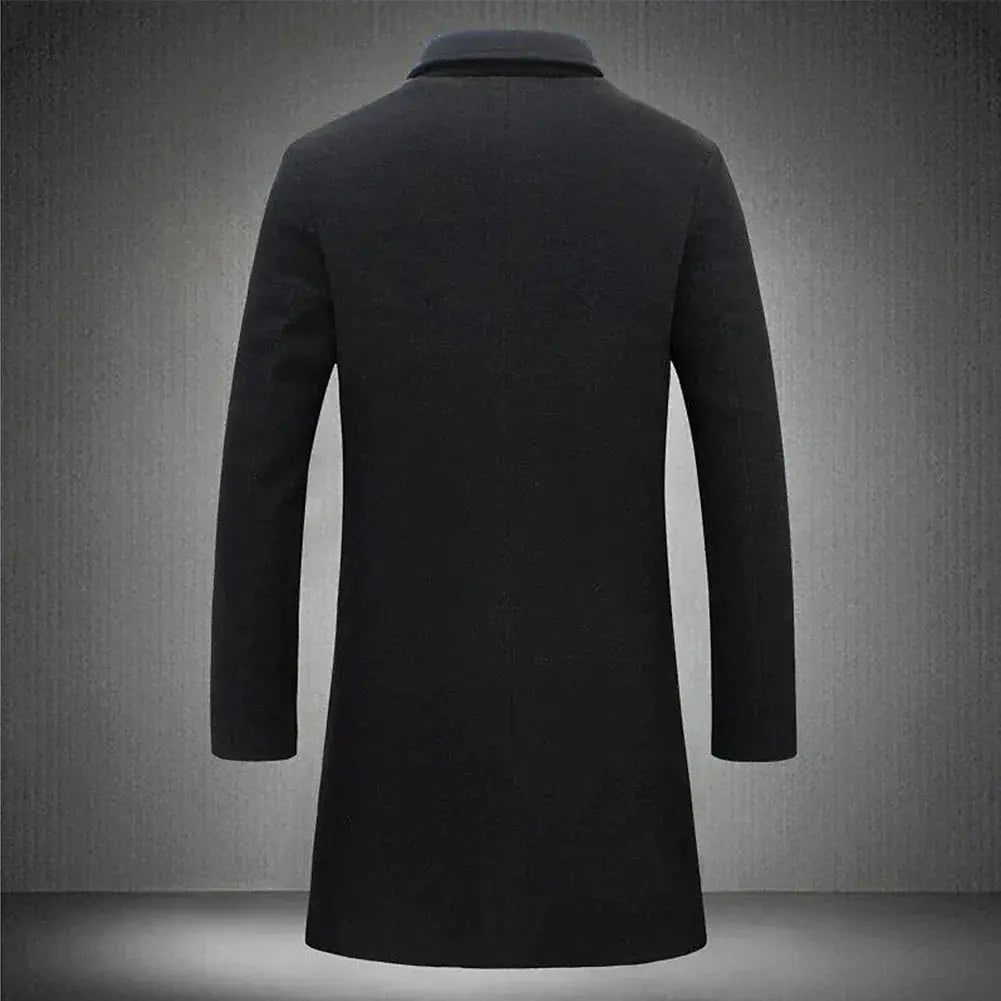 Men's Slim-Fit Long Overcoat for Fall and Winter Everyday Wear