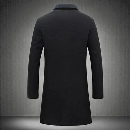Men's Slim-Fit Long Overcoat for Fall and Winter Everyday Wear