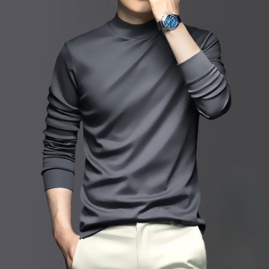 Men's Slim-Fit Long Sleeve Casual T-Shirt for Daily Use Gray