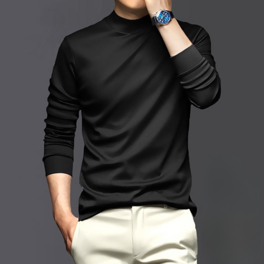 Men's Slim-Fit Long Sleeve Casual T-Shirt for Daily Use Black