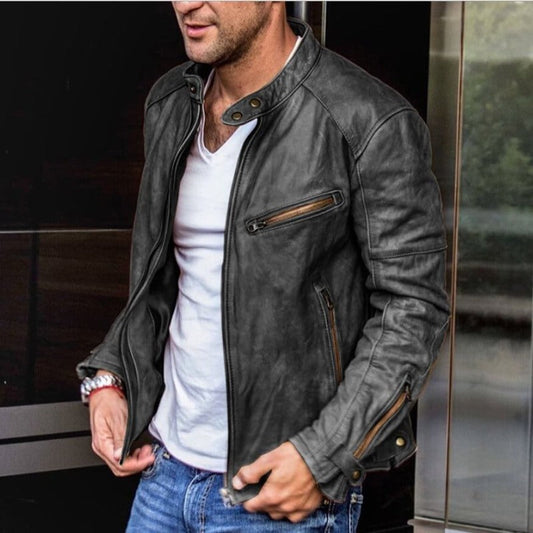 Men's Slim Fit Racer Jacket with Zipper front for easy wear Black