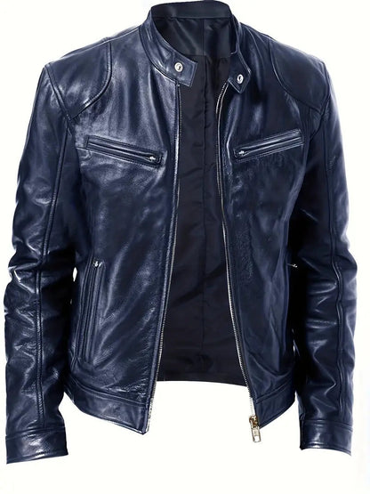 Men's Slim Fit Racer Jacket for Fall and Winter Everyday Wear Royal Blue