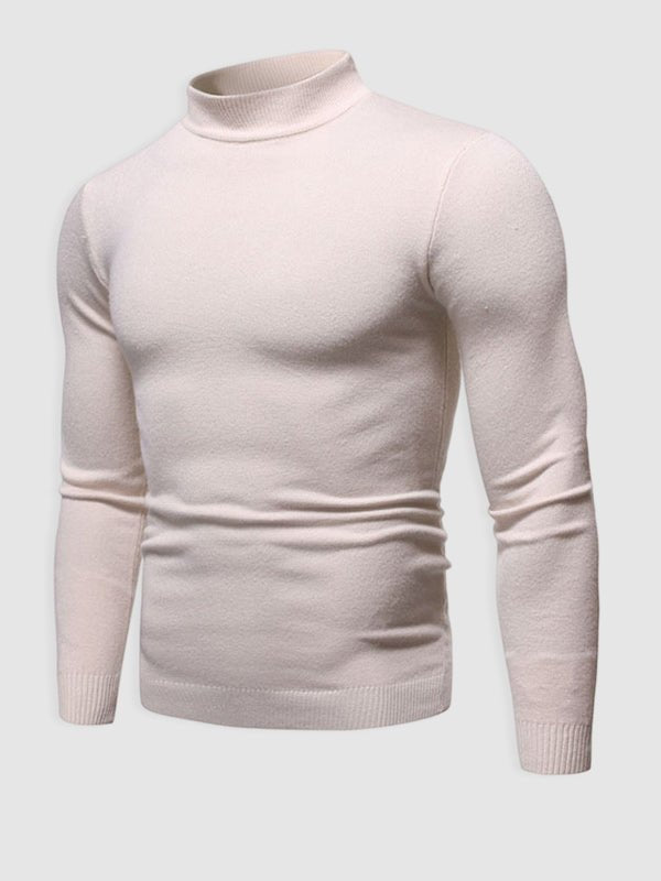 Men's Slim Fit Turtleneck Sweater for Fall and Winter Everyday Wear Khaki