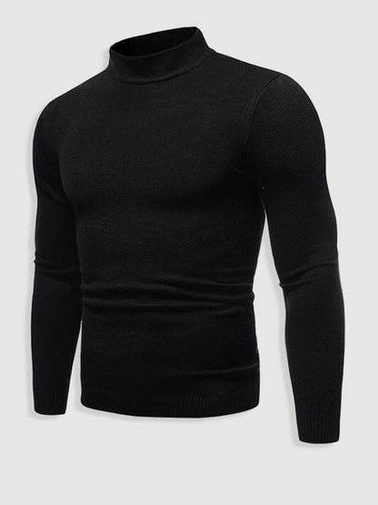 Men's Slim Fit Turtleneck Sweater for Fall and Winter Everyday Wear Black
