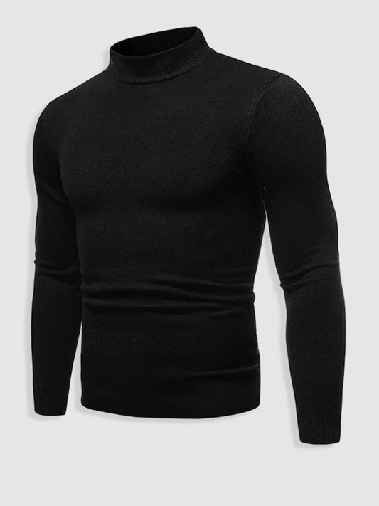 Men's Slim Fit Turtleneck Sweater for Fall and Winter Everyday Wear Black