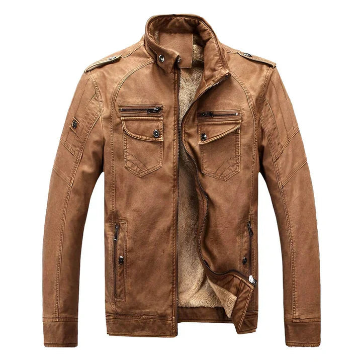 Men's Stand Collar Casual Jacket for Fall and Winter Everyday Wear Brown