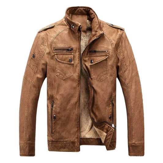 Men's Stand Collar Casual Jacket for Fall and Winter Everyday Wear Brown