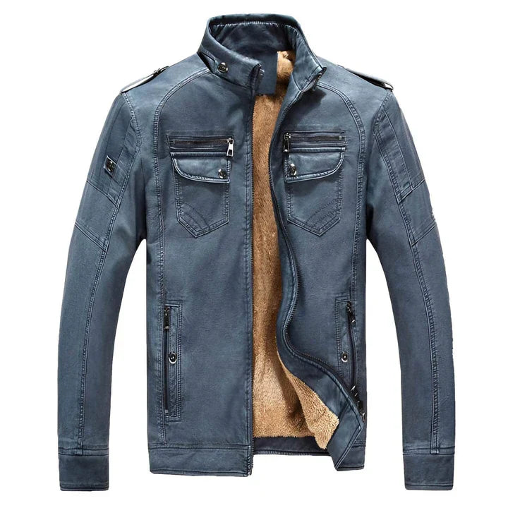 Men's Stand Collar Casual Jacket for Fall and Winter Everyday Wear Blue