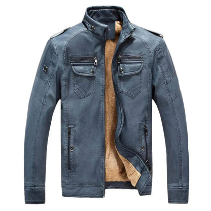 Men's Stand Collar Casual Jacket for Fall and Winter Everyday Wear Blue