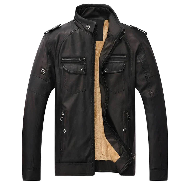 Men's Stand Collar Casual Jacket for Fall and Winter Everyday Wear Black