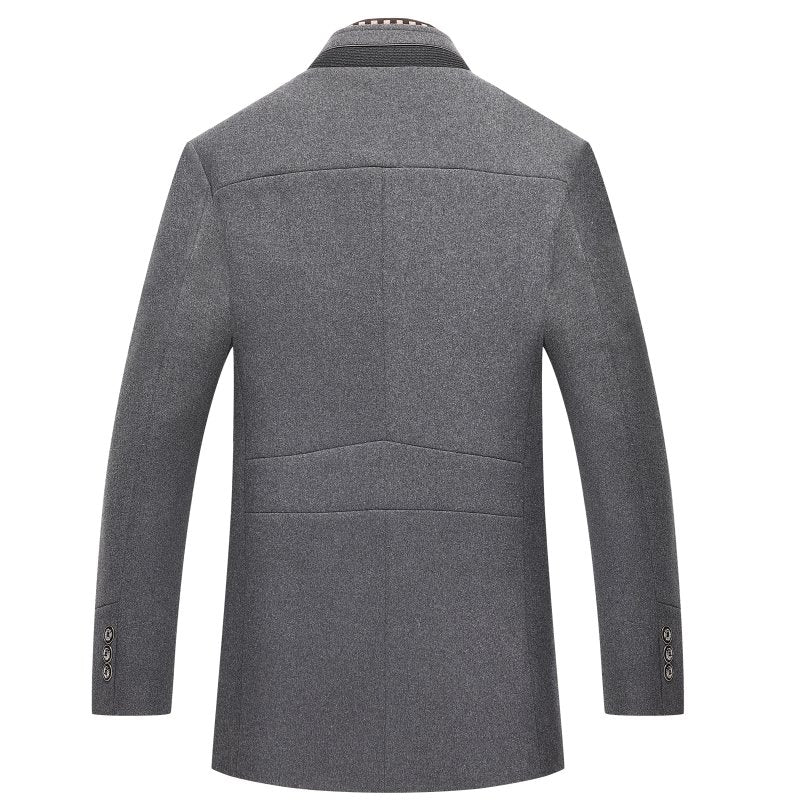 Men's Stand Collar Mid-Length Coat for Fall and Winter Everyday Wear