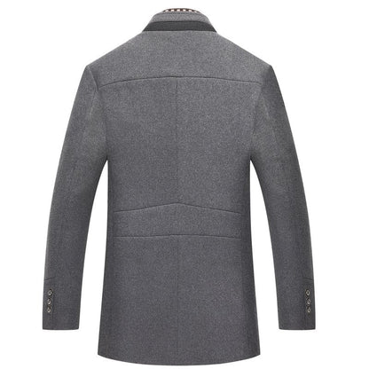 Men's Stand Collar Mid-Length Coat for Fall and Winter Everyday Wear