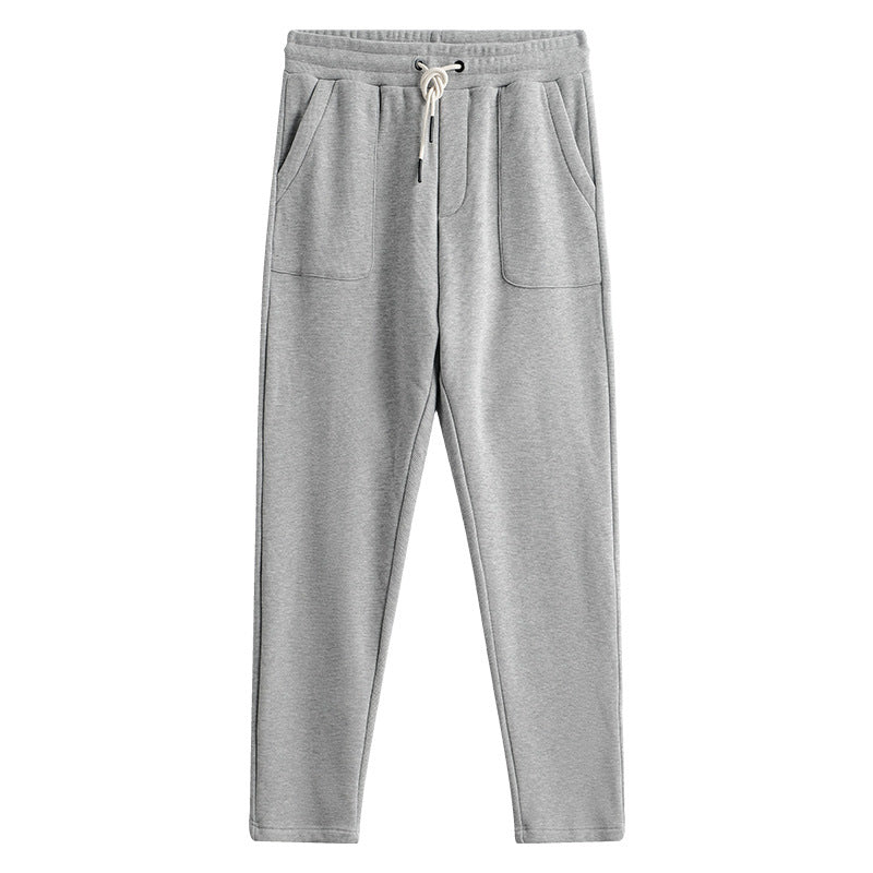 Men's Straight Leg Drawstring Sweatpants for Daily Use Warm Light Grey