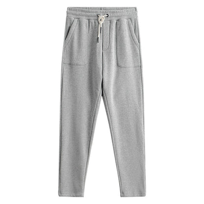 Men's Straight Leg Drawstring Sweatpants for Daily Use Warm Light Grey