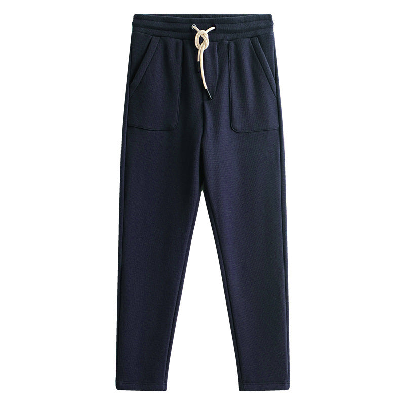 Men's Straight Leg Drawstring Sweatpants for Daily Use Warm Navy Blue