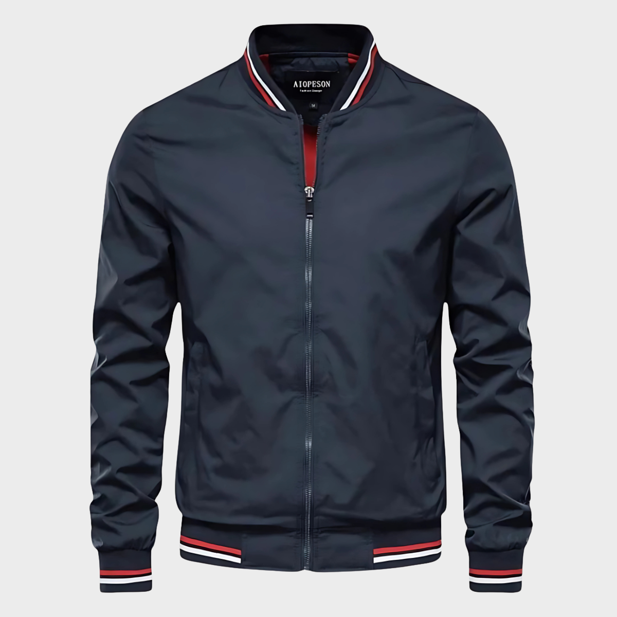 Men's Multi-Color Ribbed Stylish Bomber Jacket for Fall and Winter Navy Blue
