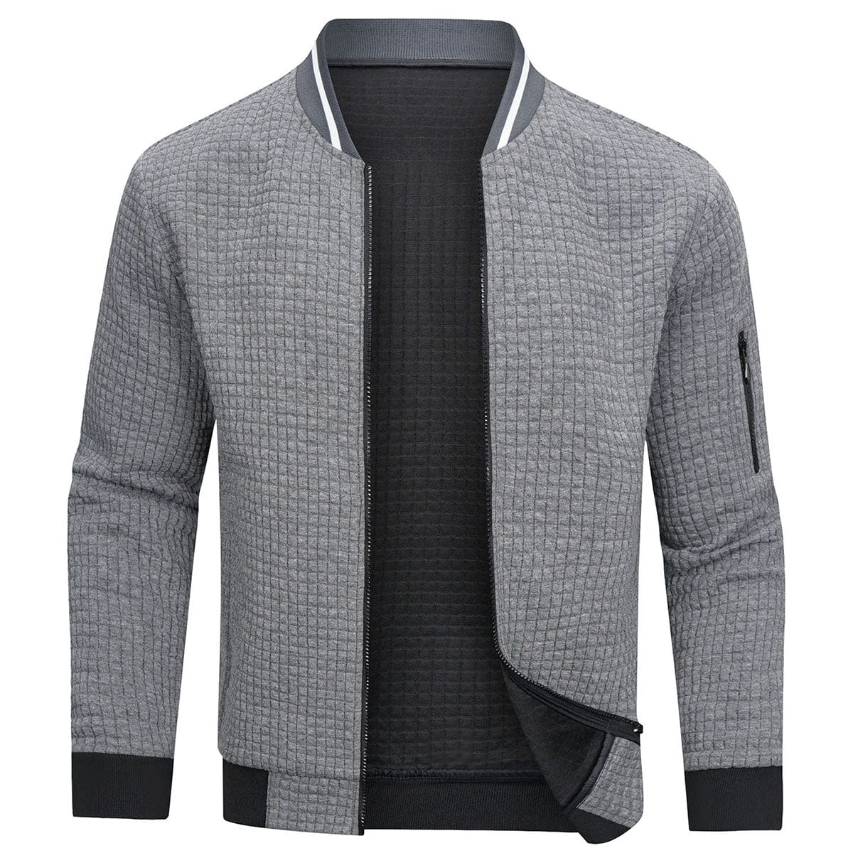 Men's Olive Green Stylish Bomber Jacket for Fall and Winter Gray