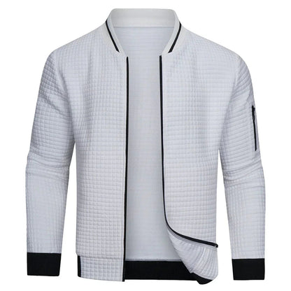 Men's Olive Green Stylish Bomber Jacket for Fall and Winter White