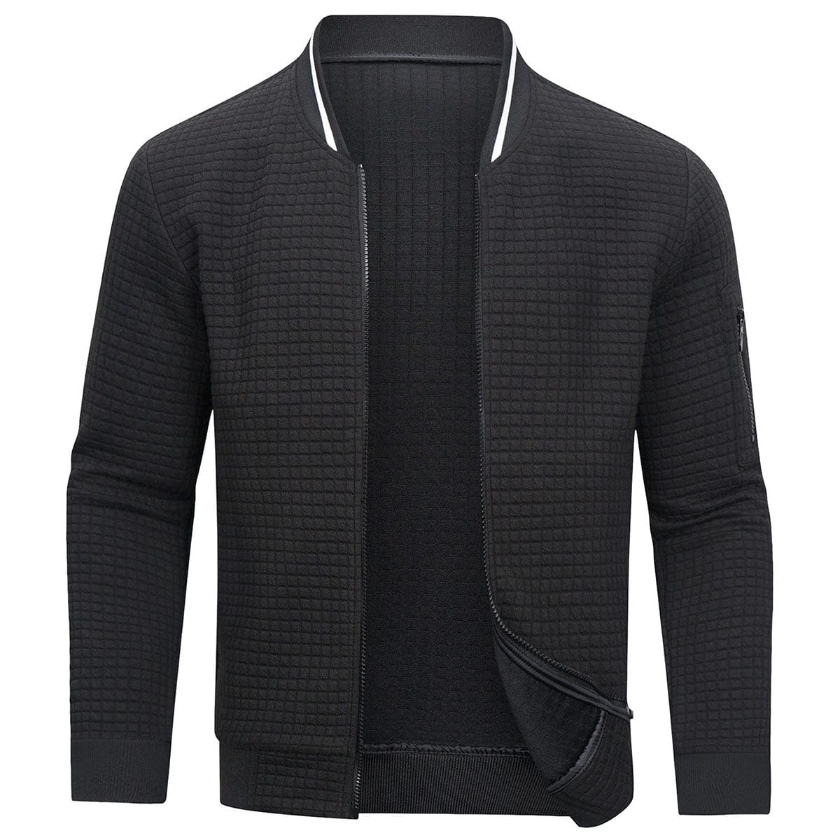 Men's Olive Green Stylish Bomber Jacket for Fall and Winter Black